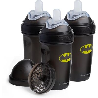 Herobility Batman DC Comics Biberones anticólicos dobles 240 ml (8.5 onzas líquidas) Paquete de 3 biberones Herobility Batman DC Comics Biberones anticólicos dobles 240 ml (8.5 onzas líquidas) Paquete de 3 biberones