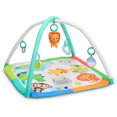 Bright Starts , Gimnasio Bebé Wild Wiggles Jungle Jubilee Plegable Manta de Juegos Safari Unisex con 5 Juguetes, 0+ Meses Bright Starts , Gimnasio Bebé Wild Wiggles Jungle Jubilee Plegable Manta de Juegos Safari Unisex con 5 Juguetes, 0+ Meses