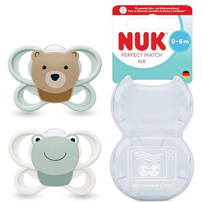 NUK Perfect Match Air Chupete para bebé 0-6 meses Chupetes ortodónticos que facilitan la ventilación y evitan la irritación 95% de aceptación por parte de los bebés** Oso/Rana 2 unidades NUK Perfect Match Air Chupete para bebé 0-6 meses Chupetes ortodónticos que facilitan la ventilación y evitan la irritación 95% de aceptación por parte de los bebés** Oso/Rana 2 unidades