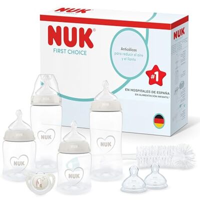 NUK First Choice Perfect Start Set de Biberones para Recién Nacidos 0-6 Meses 4 Biberones Anticólicos (150 ml, 300 ml), 2 Tetinas, 1 Chupete, 1 Cepillo para Biberones Neutral 8 Piezas NUK First Choice Perfect Start Set de Biberones para Recién Nacidos 0-6 Meses 4 Biberones Anticólicos (150 ml, 300 ml), 2 Tetinas, 1 Chupete, 1 Cepillo para Biberones Neutral 8 Piezas