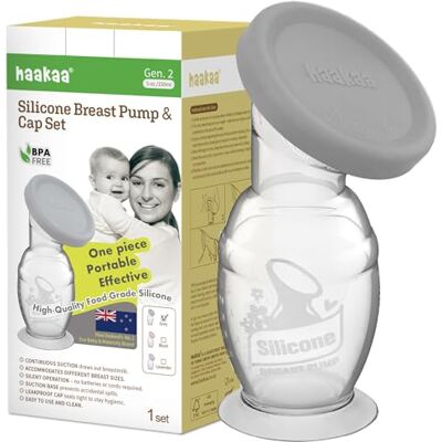 haakaa Extractor de Leche Manual de Silicona con Base de Succión y Tapa, Diseño de Una Pieza – Operación Silenciosa Manos Libres, Succión Natural, A Prueba de Derrames, 5oz/150ml, Gris haakaa Extractor de Leche Manual de Silicona con Base de Succión y Tapa, Diseño de Una Pieza – Operación Silenciosa Manos Libres, Succión Natural, A Prueba de Derrames, 5oz/150ml, Gris