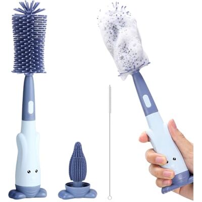 Alyvisun Cepillo Limpiador de Biberones de Silicona Grado Alimenticio con Cepillo para Tetinas y Pajitas (Sin Rayones), Almacenamiento Vertical Alyvisun Cepillo Limpiador de Biberones de Silicona Grado Alimenticio con Cepillo para Tetinas y Pajitas (Sin Rayones), Almacenamiento Vertical
