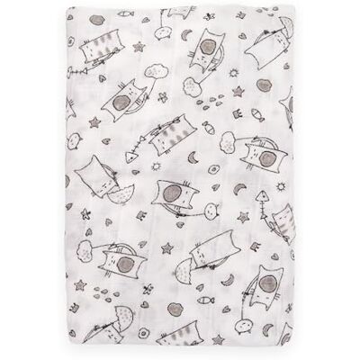 Ti TIN Muselina 100% Algodón 120 x 120 cm, Transpirable, Ligera y Suave, Ideal para bebés de 0-36 Meses, fácil Lavado y Secadora, Fabricada en España, Estampado de Gatitos Color Gris Ti TIN Muselina 100% Algodón 120 x 120 cm, Transpirable, Ligera y Suave, Ideal para bebés de 0-36 Meses, fácil Lavado y Secadora, Fabricada en España, Estampado de Gatitos Color Gris
