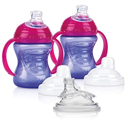 Nuby Nûby – 2 vasos morados y 2 boquillas de repuesto, color rosa Nuby Nûby – 2 vasos morados y 2 boquillas de repuesto, color rosa
