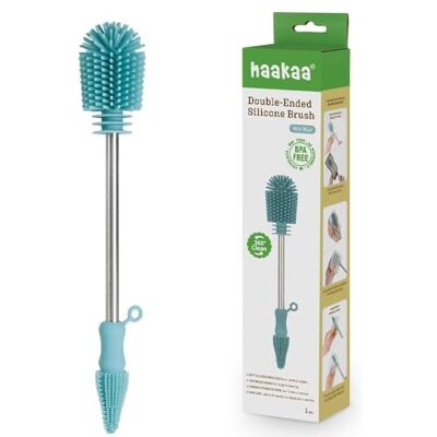 haakaa Cepillo de Limpieza de Silicona de Doble Extremo de Grado alimenticio (Cepillo Azul, Niebla) haakaa Cepillo de Limpieza de Silicona de Doble Extremo de Grado alimenticio (Cepillo Azul, Niebla)
