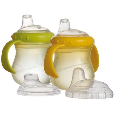 Nuby Lote de 2 tazas (295 ml) con asas y boquilla, color amarillo/verde Nuby Lote de 2 tazas (295 ml) con asas y boquilla, color amarillo/verde