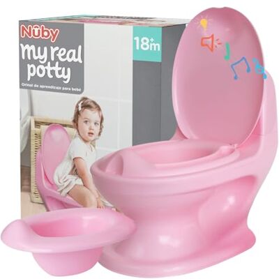 Nuby My Real Potty Orinal Bebe Realista con Sonido de Descarga y Pilas incluidas WC Bebe con Reductor WC Niños Vater Para Niños +18 meses Tapa Abatible Antisalpicaduras Rosa Con Tapa Nuby My Real Potty Orinal Bebe Realista con Sonido de Descarga y Pilas incluidas WC Bebe con Reductor WC Niños Vater Para Niños +18 meses Tapa Abatible Antisalpicaduras Rosa Con Tapa