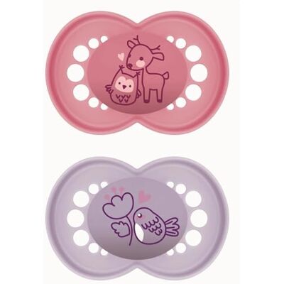 MAM Chupete de Látex de Caucho Natural, a Partir de 16 Meses, con Tetina Simétrica, Plana y Flexible, con Caja Autoesterilizadora, Rosa Mate, Pack de 2uds MAM Chupete de Látex de Caucho Natural, a Partir de 16 Meses, con Tetina Simétrica, Plana y Flexible, con Caja Autoesterilizadora, Rosa Mate, Pack de 2uds
