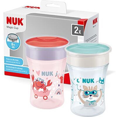 NUK Magic Cup vaso antiderrame bebe Borde a prueba de derrames de 360° +8 meses Sin BPA 230 ml Cangrejo (morado) 2 unidades NUK Magic Cup vaso antiderrame bebe Borde a prueba de derrames de 360° +8 meses Sin BPA 230 ml Cangrejo (morado) 2 unidades