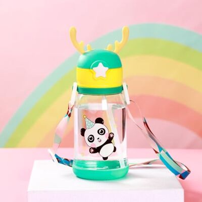 Taidda Botella de Agua para Niños con Forma de Asta Taza de Agua única de Dibujos Animados Con Correa Para Niños 200 G de Peso (panda verde) Taidda Botella de Agua para Niños con Forma de Asta Taza de Agua única de Dibujos Animados Con Correa Para Niños 200 G de Peso (panda verde)