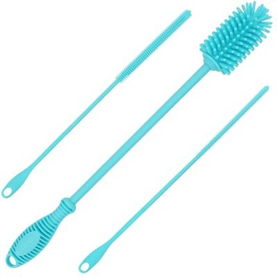 Kitchiny 12.5” Silicone Bottle Brush and Straw Cleaner Brush Set Water Bottle Cleaner for Hydro Flasks, Tumblers, Glassware, Vases and Narrow Neck Containers Kitchiny 12.5” Silicone Bottle Brush and Straw Cleaner Brush Set Water Bottle Cleaner for Hydro Flasks, Tumblers, Glassware, Vases and Narrow Neck Containers