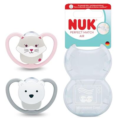 NUK Perfect Match Air Chupete 6-18 meses Chupetes ortodónticos que facilitan la ventilación y evitan la irritación 95% de aceptación por parte de los bebés** Gato/Oso polar 2 unidades NUK Perfect Match Air Chupete 6-18 meses Chupetes ortodónticos que facilitan la ventilación y evitan la irritación 95% de aceptación por parte de los bebés** Gato/Oso polar 2 unidades