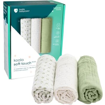 KOALA BABYCARE Muselinas Bebe Algodon 80x80 cm – Paquete con 3 Unidades Muselinas Grandes de algodón para recién Nacidos - KOALA BABYCARE Muselinas Bebe Algodon 80x80 cm – Paquete con 3 Unidades Muselinas Grandes de algodón para recién Nacidos -