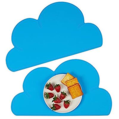 Relaxdays Manteles Individuales Infantiles, Set de 2, Nube, Antideslizantes, Lavables, 47,5 x 26,5 cm, Azul Relaxdays Manteles Individuales Infantiles, Set de 2, Nube, Antideslizantes, Lavables, 47,5 x 26,5 cm, Azul