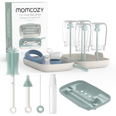 momcozy Juego de cepillos 7 en 1 para biberones, Kit Completo de Limpieza de biberones con Cepillo de Silicona, Cepillo para pezón, Cepillo para Pajita, dispensador de jabón y Estante de Secado momcozy Juego de cepillos 7 en 1 para biberones, Kit Completo de Limpieza de biberones con Cepillo de Silicona, Cepillo para pezón, Cepillo para Pajita, dispensador de jabón y Estante de Secado