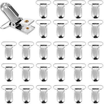 LuluDa 50Pcs Clips para Chupete, Clips de Tirantes de Metal, Pinza Chupete Metálico, Clips de Chupete de Soporte para Bebé(Plata) LuluDa 50Pcs Clips para Chupete, Clips de Tirantes de Metal, Pinza Chupete Metálico, Clips de Chupete de Soporte para Bebé(Plata)