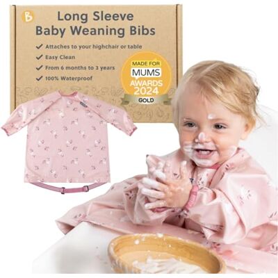 BIBaDO Babero de manga larga para bebés y niños pequeños de 6 a 36 años. Babero antidesorden para bebé que se fija a sillas altas, cochecitos, mesas. 100% impermeable, lavable a máquina BIBaDO Babero de manga larga para bebés y niños pequeños de 6 a 36 años. Babero antidesorden para bebé que se fija a sillas altas, cochecitos, mesas. 100% impermeable, lavable a máquina