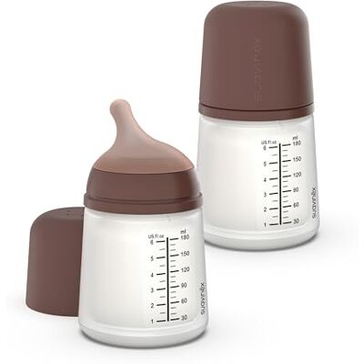 SUAVINEX , Pack de 2 Biberón Anticólico Zero Zero, Tetina de Flujo Adaptable (A) de Silicona, Bebés +0 Meses y Recién Nacidos, Específico Lactancia Materna, Leche Materna y de Fórmula, 180 ml, Deep SUAVINEX , Pack de 2 Biberón Anticólico Zero Zero, Tetina de Flujo Adaptable (A) de Silicona, Bebés +0 Meses y Recién Nacidos, Específico Lactancia Materna, Leche Materna y de Fórmula, 180 ml, Deep