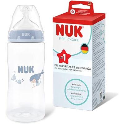 NUK First Choice Biberón 3+ meses 300 ml Biberón anticólicos PP Indicador de control de temperatura Ballena 1 unidad NUK First Choice Biberón 3+ meses 300 ml Biberón anticólicos PP Indicador de control de temperatura Ballena 1 unidad