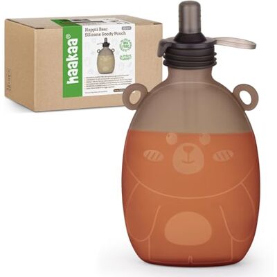 haakaa Happii Bear Bolsa de silicona reutilizable para alimentos para bebés para purés orgánicos caseros, jugos, batidos y yogur, perfecta para niños pequeños y niños, 1 paquete, 18 onzas haakaa Happii Bear Bolsa de silicona reutilizable para alimentos para bebés para purés orgánicos caseros, jugos, batidos y yogur, perfecta para niños pequeños y niños, 1 paquete, 18 onzas