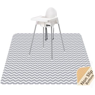 WOMUMON Alfombrilla antideslizante impermeable para debajo de la silla alta, artes, manualidades, 51 pulgadas, alfombrilla de destete, antisalpicaduras, alfombrilla para mascotas Chevron gris WOMUMON Alfombrilla antideslizante impermeable para debajo de la silla alta, artes, manualidades, 51 pulgadas, alfombrilla de destete, antisalpicaduras, alfombrilla para mascotas Chevron gris