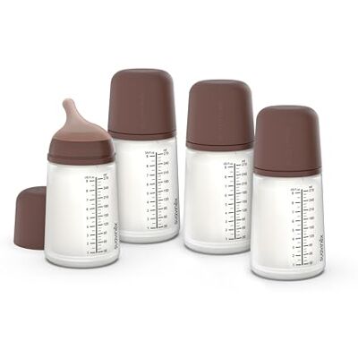 SUAVINEX , Pack 4 Biberón Anticólico Zero Zero 270 ml con Tetina de Flujo Medio (M) de Silicona, Bebés +3 Meses, Leche Materna, de Fórmula y Líquidos Densidad Media, Compatible Lactancia, Deep SUAVINEX , Pack 4 Biberón Anticólico Zero Zero 270 ml con Tetina de Flujo Medio (M) de Silicona, Bebés +3 Meses, Leche Materna, de Fórmula y Líquidos Densidad Media, Compatible Lactancia, Deep