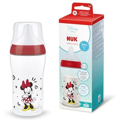 NUK Perfect Match Biberón 3+ meses 260 ml Biberón anticólicos PP Indicador de control de temperatura Disney La Ratona Minnie 1 unidad NUK Perfect Match Biberón 3+ meses 260 ml Biberón anticólicos PP Indicador de control de temperatura Disney La Ratona Minnie 1 unidad