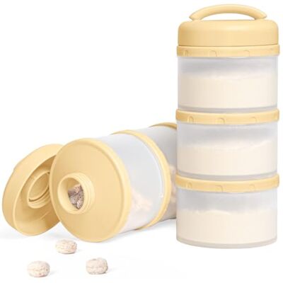 Termichy Dosificador de leche en polvo para bebé, apilable, caja de almacenamiento de leche en polvo, 2 unidades (amarillo) Termichy Dosificador de leche en polvo para bebé, apilable, caja de almacenamiento de leche en polvo, 2 unidades (amarillo)