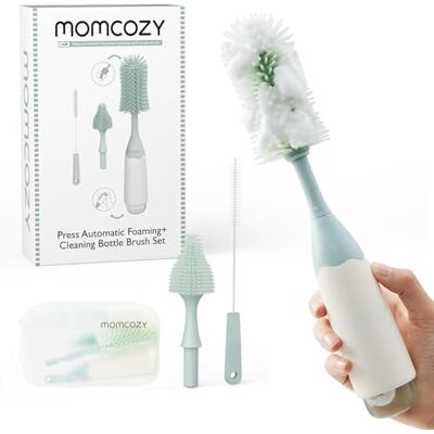 momcozy Juego de Cepillos para Biberones con Tecnología de Espuma por Presión, Cepillo de Silicona para Biberones, Sacaleches y Tetinas, Sin BPA, Limpieza 360°, con Estuche de Viaje momcozy Juego de Cepillos para Biberones con Tecnología de Espuma por Presión, Cepillo de Silicona para Biberones, Sacaleches y Tetinas, Sin BPA, Limpieza 360°, con Estuche de Viaje