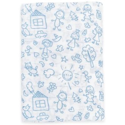 Ti TIN Muselina 100% Algodón 120 x 120 cm, Transpirable, Ligera y Suave, Ideal para bebés de 0-36 Meses, fácil Lavado y Secadora, Fabricada en España, Estampado de Dibujos de niños Color Azul Celeste Ti TIN Muselina 100% Algodón 120 x 120 cm, Transpirable, Ligera y Suave, Ideal para bebés de 0-36 Meses, fácil Lavado y Secadora, Fabricada en España, Estampado de Dibujos de niños Color Azul Celeste