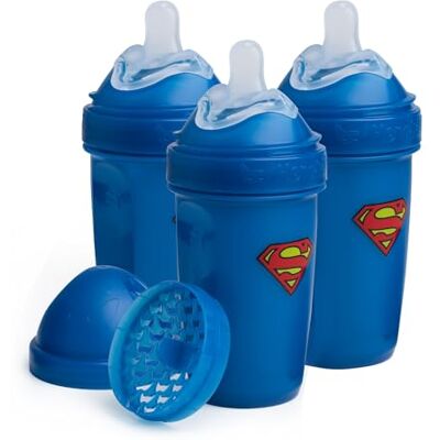 Herobility Superman DC Comics Biberones anticólicos dobles 240 ml (8.5 onzas líquidas) Paquete de 3 biberones Herobility Superman DC Comics Biberones anticólicos dobles 240 ml (8.5 onzas líquidas) Paquete de 3 biberones