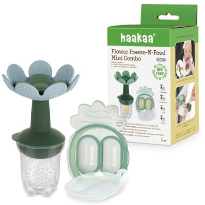 haakaa Alimentador Mordedor de Silicona para Bebé con Cubitera – Dispensador de Alimentos Antiahogo para Autoalimentación Segura – Libre de BPA – Diseño Ergonómico con Forma de Flor Azul – haakaa Alimentador Mordedor de Silicona para Bebé con Cubitera – Dispensador de Alimentos Antiahogo para Autoalimentación Segura – Libre de BPA – Diseño Ergonómico con Forma de Flor Azul –