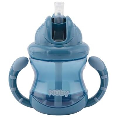 Nuby Juego de 2 vasos Flip-it con pajita de silicona a prueba de fugas Con asas y sistema de cierre Click-it Sin BPA 240ml Azul 12+ meses Nuby Juego de 2 vasos Flip-it con pajita de silicona a prueba de fugas Con asas y sistema de cierre Click-it Sin BPA 240ml Azul 12+ meses