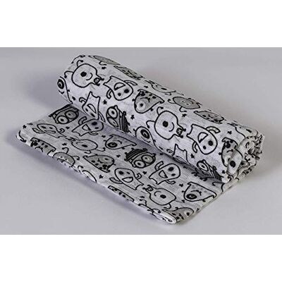 Ti TIN Muselina para Bebé 100% Algodón Gasa para Bebé Extrasuave y Absorbente con un Estampado de Monstruitos Color Gris Se Puede Usar como Arrullo o Sábana 120 x 120 cm Ti TIN Muselina para Bebé 100% Algodón Gasa para Bebé Extrasuave y Absorbente con un Estampado de Monstruitos Color Gris Se Puede Usar como Arrullo o Sábana 120 x 120 cm