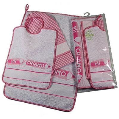 Bubabù Juego de 3 piezas: babero con elástico de 29 x 35 cm, toalla de 40 x 55 cm y bolsa de 32 x 37 cm con banda de etamina para punto de cruz. Algodón 100% fabricado en Italia, fucsia Bubabù Juego de 3 piezas: babero con elástico de 29 x 35 cm, toalla de 40 x 55 cm y bolsa de 32 x 37 cm con banda de etamina para punto de cruz. Algodón 100% fabricado en Italia, fucsia