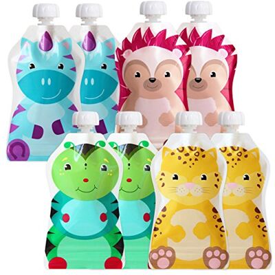 ChooMee Bolsas Reutilizables Comida Bebé Sin BPA Bolsitas Rellenables para Puré, Compota y Yogur Doble Cierre, Fácil de Llenar, Base Ancha 8 Uds, 140 ml SnackPack FreshSquad ChooMee Bolsas Reutilizables Comida Bebé Sin BPA Bolsitas Rellenables para Puré, Compota y Yogur Doble Cierre, Fácil de Llenar, Base Ancha 8 Uds, 140 ml SnackPack FreshSquad