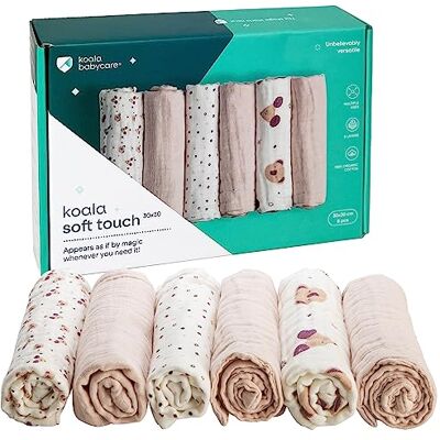KOALA BABYCARE Muselinas Bebe Algodon 30x30 Paquete con 6 Unidades Muselinas de algodón para recién Nacidos bebés KOALA BABYCARE Muselinas Bebe Algodon 30x30 Paquete con 6 Unidades Muselinas de algodón para recién Nacidos bebés