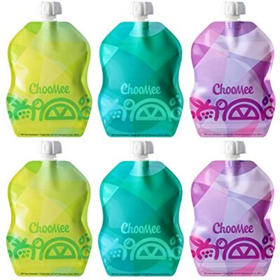 ChooMee Bolsas Reutilizables Comida Bebé Sin BPA Bolsitas Rellenables para Purés, Papillas y Yogur Doble Cierre, Fácil de Limpiar, Base Ancha 6 Uds, 230 ml TropiColor ChooMee Bolsas Reutilizables Comida Bebé Sin BPA Bolsitas Rellenables para Purés, Papillas y Yogur Doble Cierre, Fácil de Limpiar, Base Ancha 6 Uds, 230 ml TropiColor