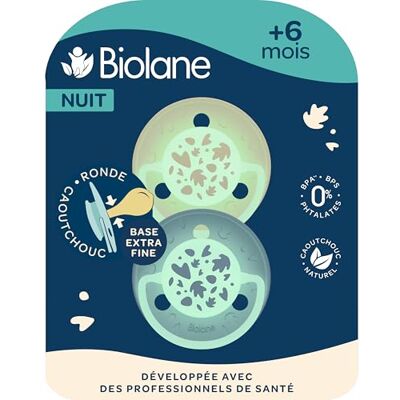 Biolane Chupetes redondos para la noche Fosforescentes 6 meses en adelante Chupetes extrafinos Azul y beige Chupete de caucho natural Respetuoso con el desarrollo bucal Biolane Chupetes redondos para la noche Fosforescentes 6 meses en adelante Chupetes extrafinos Azul y beige Chupete de caucho natural Respetuoso con el desarrollo bucal