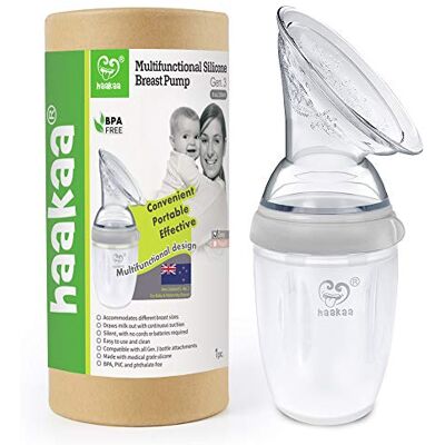 haakaa Recolector de Leche Materna de Silicona 250 ml Desmontable – Colector de Leche Materna por Succión Natural para Lactancia – Reutilizable y Fácil de Limpiar – Gris – haakaa Recolector de Leche Materna de Silicona 250 ml Desmontable – Colector de Leche Materna por Succión Natural para Lactancia – Reutilizable y Fácil de Limpiar – Gris –