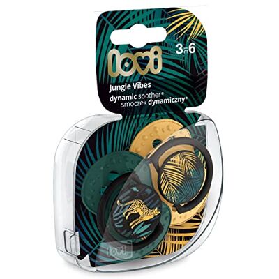 LOVI chupetes para bebé, 3-6 Meses, con Tetina de Silicona, sin BPA, Punta Dinámica, Colección Jungle Vibes Boy, 2 piezas, Verde LOVI chupetes para bebé, 3-6 Meses, con Tetina de Silicona, sin BPA, Punta Dinámica, Colección Jungle Vibes Boy, 2 piezas, Verde