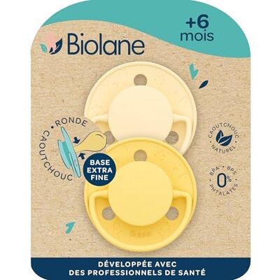 Biolane Chupetes redondos Chupetes extrafinos 6 meses en adelante Amarillo bicolor Chupete de goma natural Respetuoso con el desarrollo bucal Suave y cómodo Biolane Chupetes redondos Chupetes extrafinos 6 meses en adelante Amarillo bicolor Chupete de goma natural Respetuoso con el desarrollo bucal Suave y cómodo