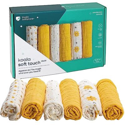 KOALA BABYCARE Muselinas Bebe Algodon 30x30 Paquete con 6 Unidades Muselinas de algodón para recién Nacidos bebés KOALA BABYCARE Muselinas Bebe Algodon 30x30 Paquete con 6 Unidades Muselinas de algodón para recién Nacidos bebés