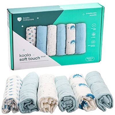 KOALA BABYCARE Muselinas Bebe Algodon 30x30 Paquete con 6 Unidades Muselinas de algodón para recién Nacidos bebés KOALA BABYCARE Muselinas Bebe Algodon 30x30 Paquete con 6 Unidades Muselinas de algodón para recién Nacidos bebés