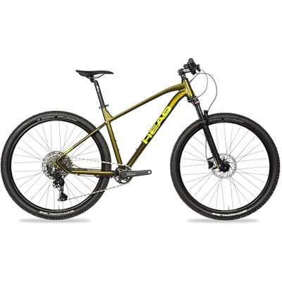 HEAD Bicicleta de montaña Fully de 29", Marco de Aluminio, Enduro 1x11, Suntour & Shimano, Golden Oliv/Amarillo, X-Rubi 1.0 HEAD Bicicleta de montaña Fully de 29", Marco de Aluminio, Enduro 1x11, Suntour & Shimano, Golden Oliv/Amarillo, X-Rubi 1.0