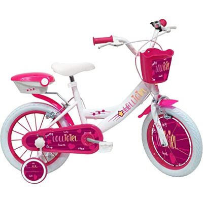 Vélo ATLAS Lolli Girl 14'' Bicicleta Infantil de 14 Pulgadas, Niñas, Blanco y Rosa Fushia Vélo ATLAS Lolli Girl 14'' Bicicleta Infantil de 14 Pulgadas, Niñas, Blanco y Rosa Fushia