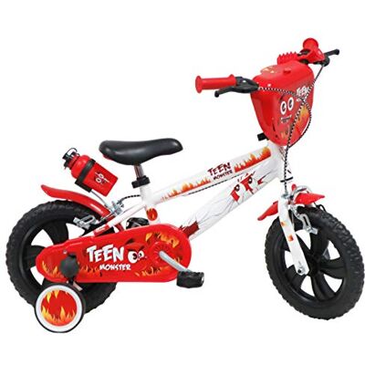 Denver Teen Monster Bicicleta Infantil, 12" Pulgadas, Color Blanco/Rojo y Negro Denver Teen Monster Bicicleta Infantil, 12" Pulgadas, Color Blanco/Rojo y Negro