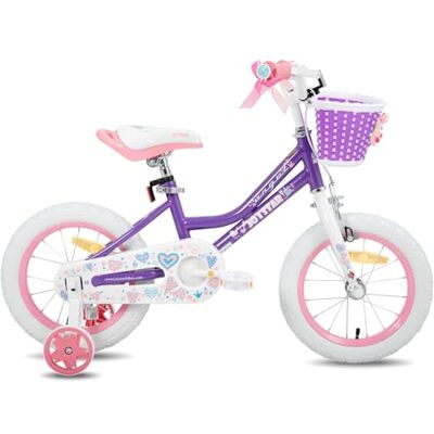 JOYSTAR Bicicleta de 16 pulgadas para niñas de 4 a 7 años, bicicleta de 16 pulgadas para niñas con ruedas estabilizadoras y cesta, color morado JOYSTAR Bicicleta de 16 pulgadas para niñas de 4 a 7 años, bicicleta de 16 pulgadas para niñas con ruedas estabilizadoras y cesta, color morado