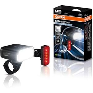 OSRAM LEDsBIKE Explorer X 500 Juego de Luces Recargables para Bicicleta (Delantera y Trasera), para Uso Todoterreno, con Tres Niveles de iluminación y luz Intermitente, 500 lúmenes OSRAM LEDsBIKE Explorer X 500 Juego de Luces Recargables para Bicicleta (Delantera y Trasera), para Uso Todoterreno, con Tres Niveles de iluminación y luz Intermitente, 500 lúmenes