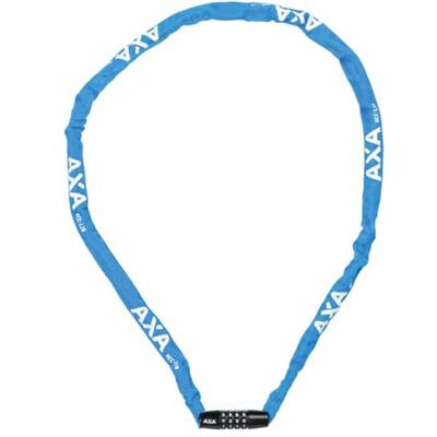 AXA Rigid RCC 120 Candado de cadena con código 120 cm de largo Eslabones de acero de 3,5 mm Nivel de seguridad 3 Funda protectora Azul AXA Rigid RCC 120 Candado de cadena con código 120 cm de largo Eslabones de acero de 3,5 mm Nivel de seguridad 3 Funda protectora Azul